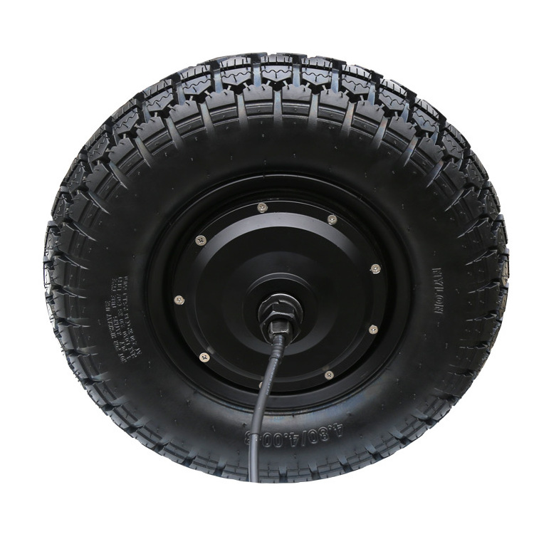 16 inch 48V 800W 200kg load encoder single shaft brushless dc rubber tire electric wheel hub servo motor for agriculture AGV