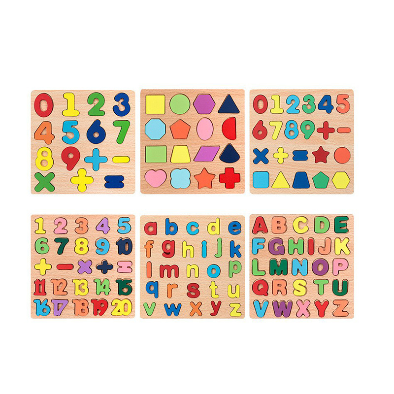 Wholesale wooden board game alphabet number kids montessori 3d Learning Puzzle Early Educational Toys For children 3 to 6 years