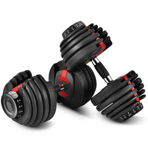 Factory wholesale fitness lifting detachable lock 24kg/52.5lb  40kg/90lb adjustable dumbbell for gym body building