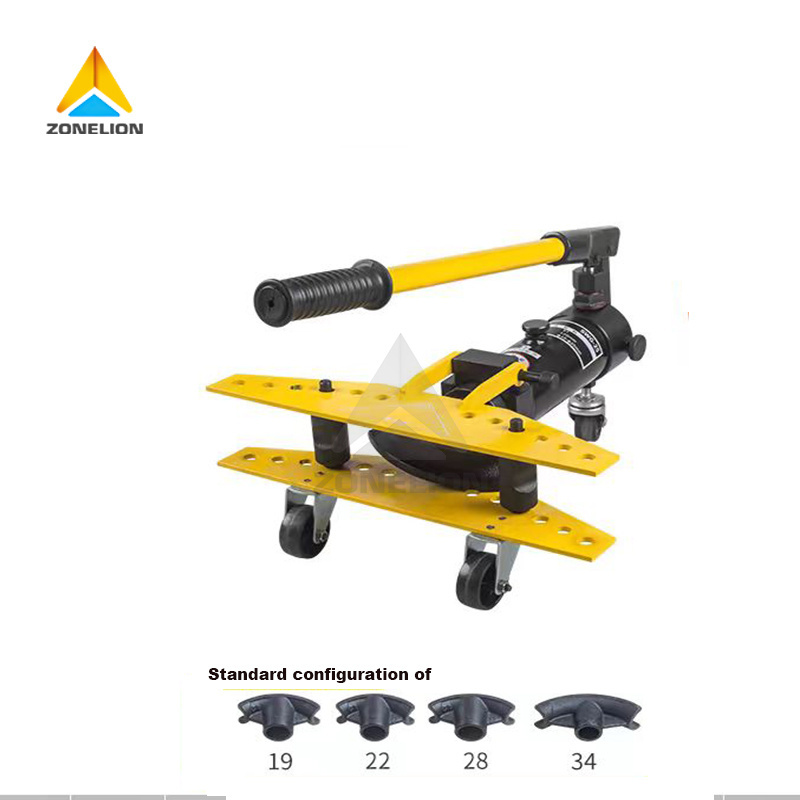 Hydraulic Iron Pipe Bender 1/2 to 5 inch Manual Copper Exhaust Tube Bending Tool Machine Adjustable Rollers 90-180 Degree