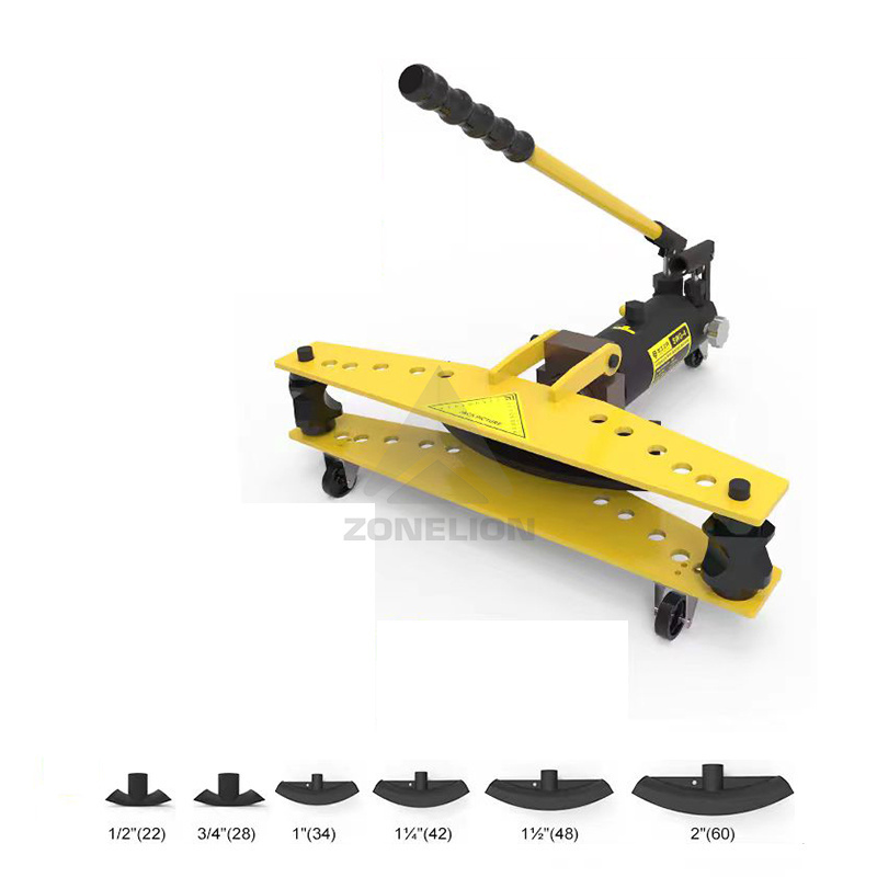 Hydraulic Iron Pipe Bender 1/2 to 5 inch Manual Copper Exhaust Tube Bending Tool Machine Adjustable Rollers 90-180 Degree