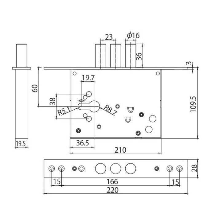 [805/705 ]Russian iron door blade lock body lamina lockbody locks