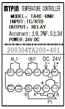 mypin (TA4E-RNR + PT100) Temperature controller ,24 V DC ,2 relay alarm controller , k type,j type thermocouple