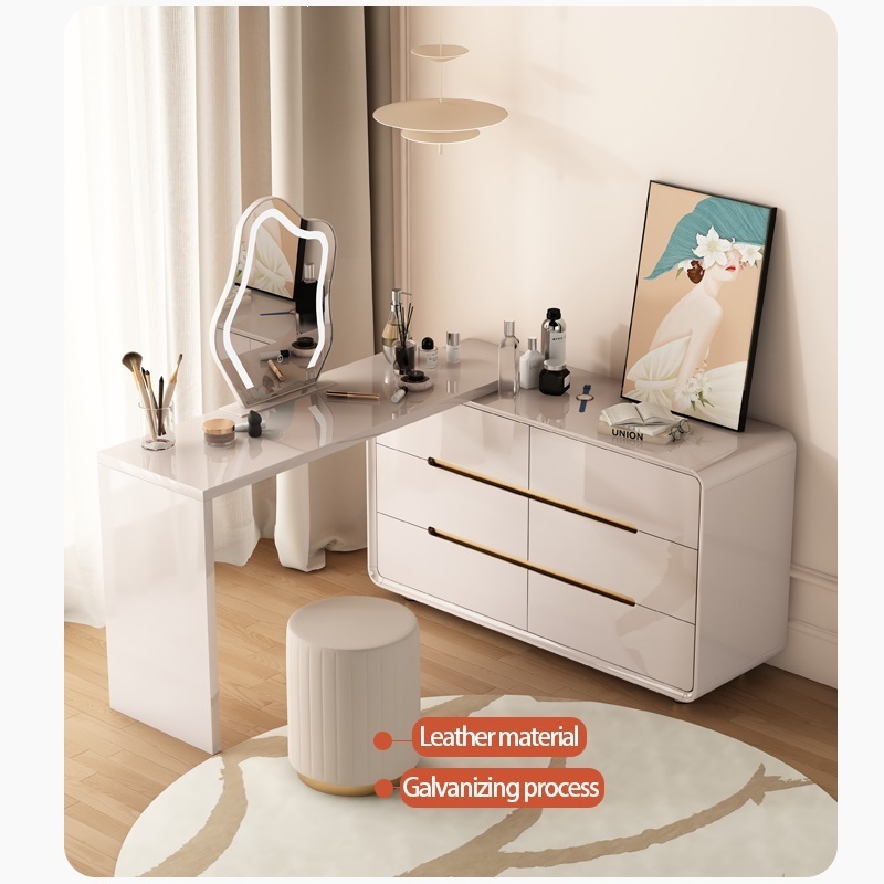 Luxury modern dressing table for bedroom make up dresser with led mirror vanity bedroom furniture