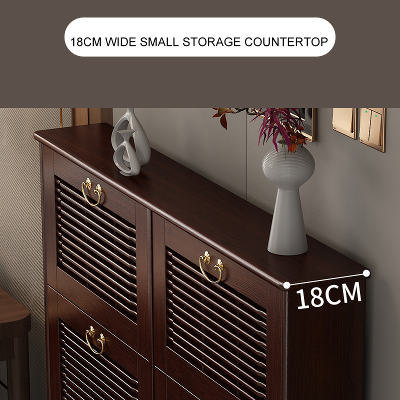 custom made ultra thin tipping bucket chinese shoe cabinet modern wooden furniture storage for entryways