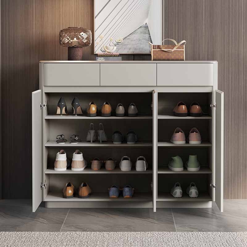 Classic french style white simple space saving modern design mdf shoe drawer rack cabinet wooden modern