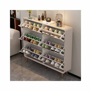 modern luxury tipping bucket thin entrance shoes rack cabinet storage customized wooden living room furniture