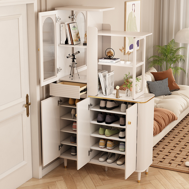 modern wooden luxury slim space saving stylish simple shoe rack cabinet storage with drawer  for entryway