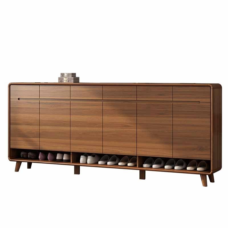 modern luxury walnut large shoes rack cabinet storage with drawer for entryways