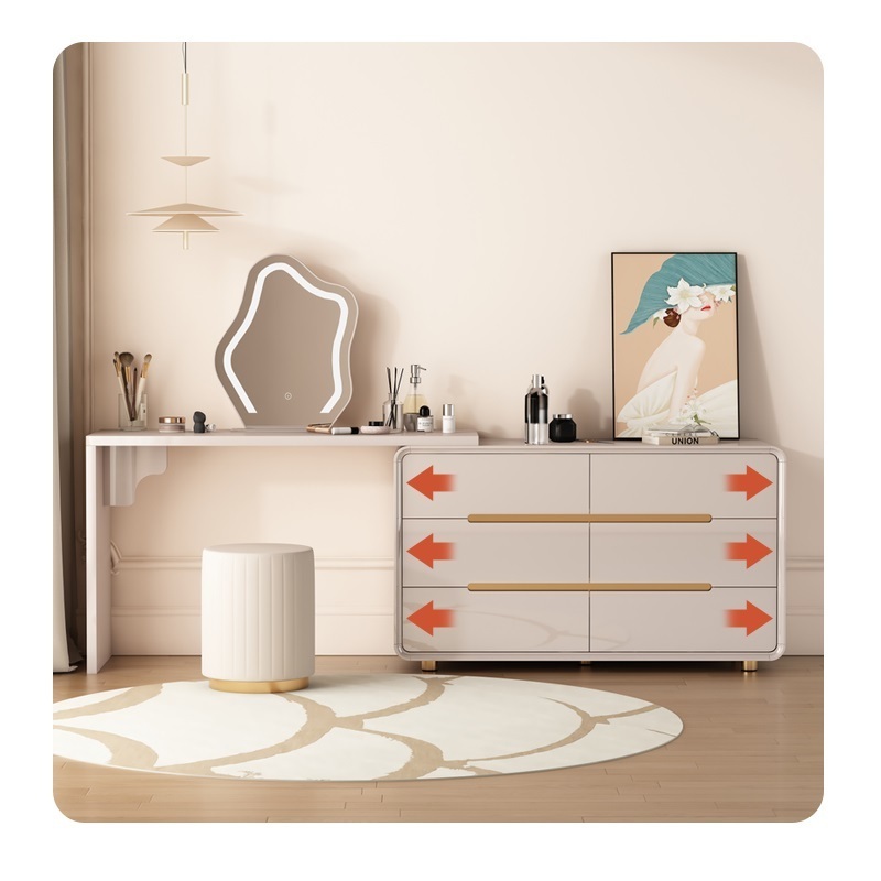 Luxury modern dressing table for bedroom make up dresser with led mirror vanity bedroom furniture