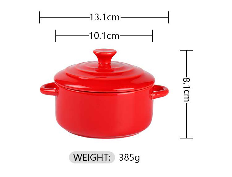 Custom Porcelain Cookware Red Soup Stew Pot Mini Cocotte Food Cooking Pot Ceramic Casserole