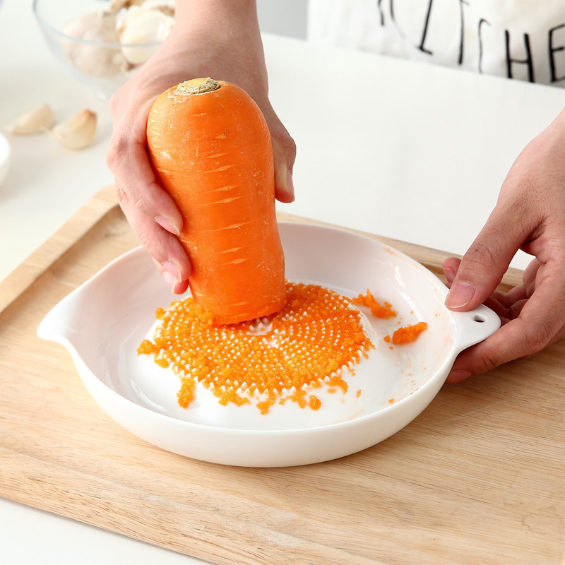 Kitchen Tools Wasabi Ginger Grater Carrot Vegetable Grating Dish White Ceramic Garlic Grater Plate