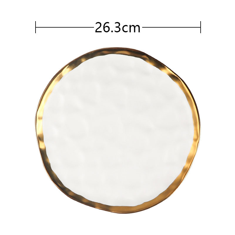 Customized Decor Ceramic Dessert Dishes Charger Plates Wedding Gold Rimmed Dinner Plates