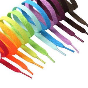 Wholesale Custom 29 Colors Fashion Shoe Laces 8 mm wide Polyester Flat Shoelaces