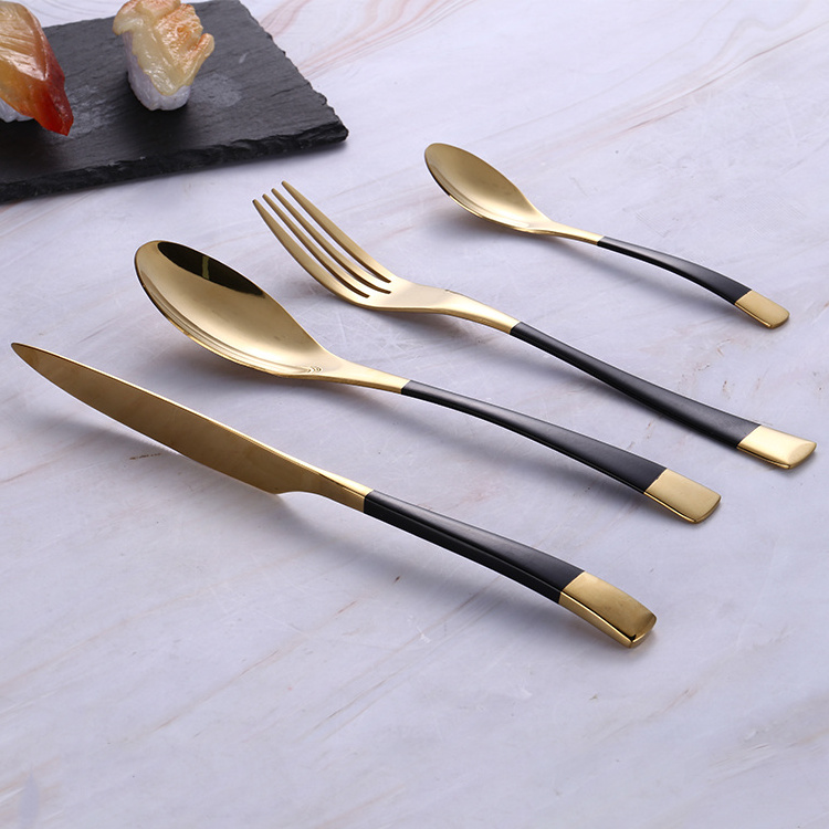 Kaya Style Stainless Steel Cutlery Sets High-end Black Gold Flatware Set For Wedding Restaurant