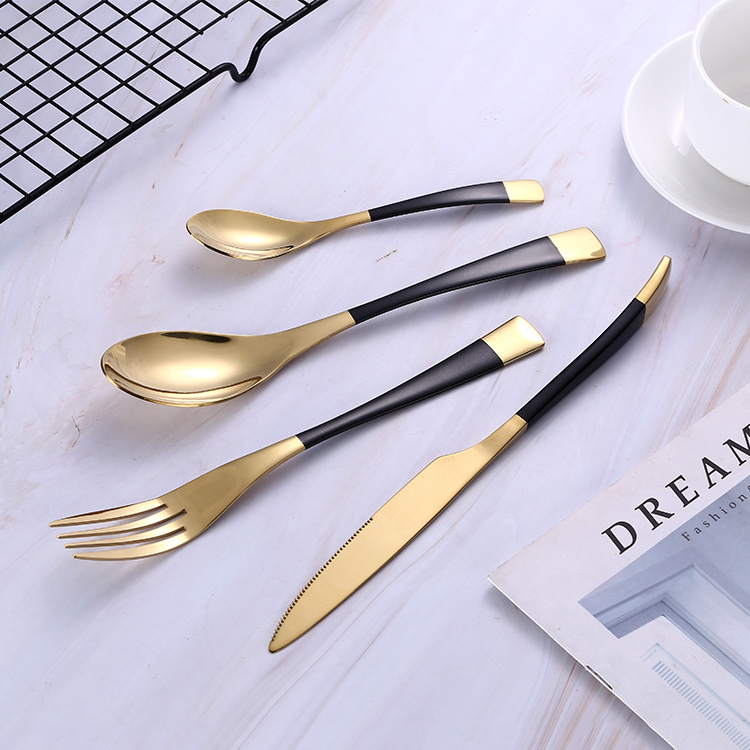 Kaya Style Stainless Steel Cutlery Sets High-end Black Gold Flatware Set For Wedding Restaurant