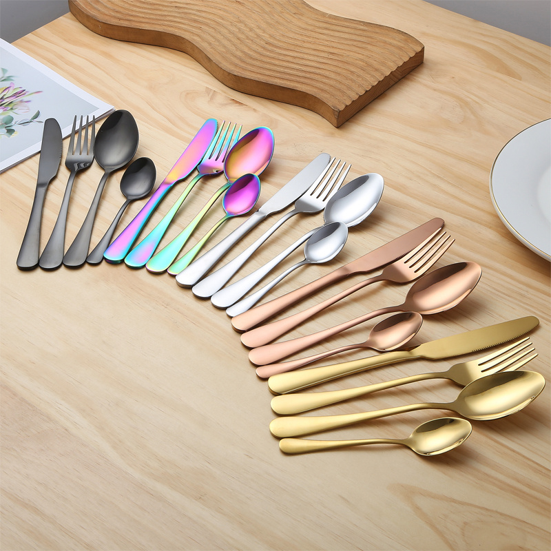 Luxury PVD gold 24pcs cutlery set stainless steel knife fork spoon gold flatware set with case