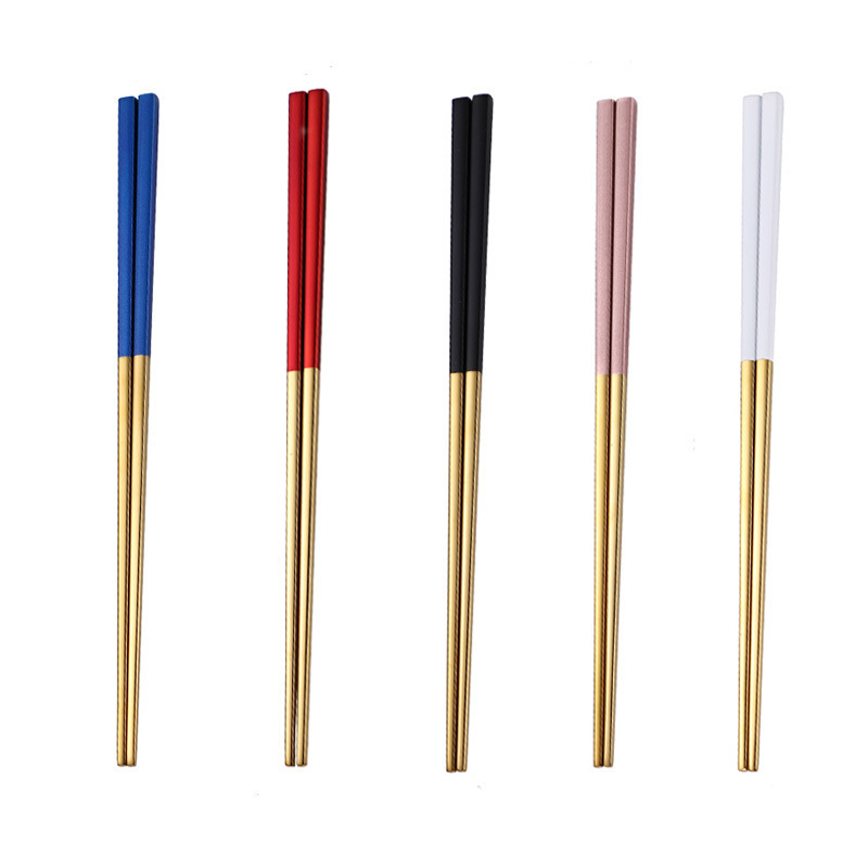 Custom Reusable Silver Hotels Chopsticks And Household Stainless Steel Metal Chopsticks Gift Box