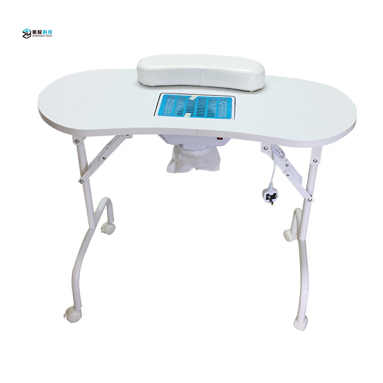 White Color Portable Folding Beauty Nail Salon Furniture Manicure Table With Fan