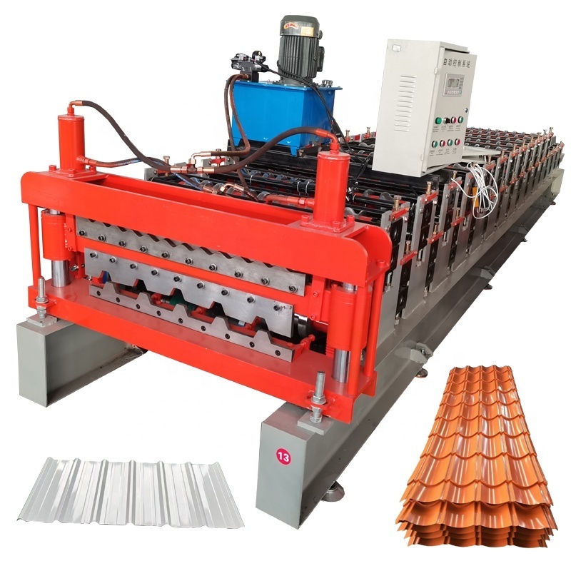 Roofing sheet making machine 1250mm glazed tile roof sheet roll forming machine