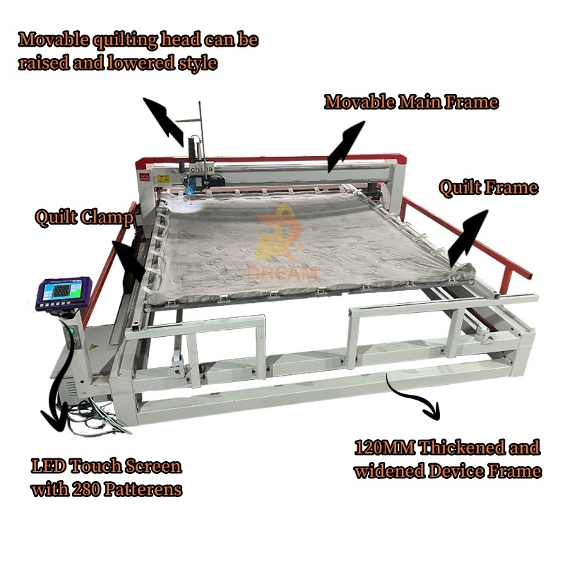 CNC Single Needle Quilting Machine up to 2800 RPM Long Arm Quilt Making Machine for Quilt Sewing