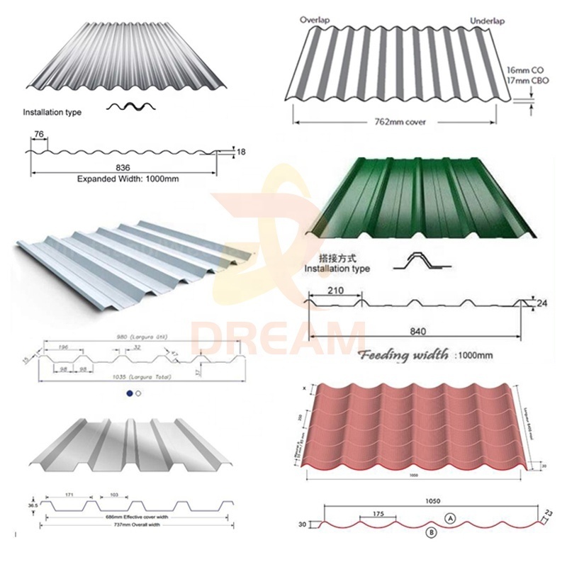 Roofing sheet making machine 1250mm glazed tile roof sheet roll forming machine