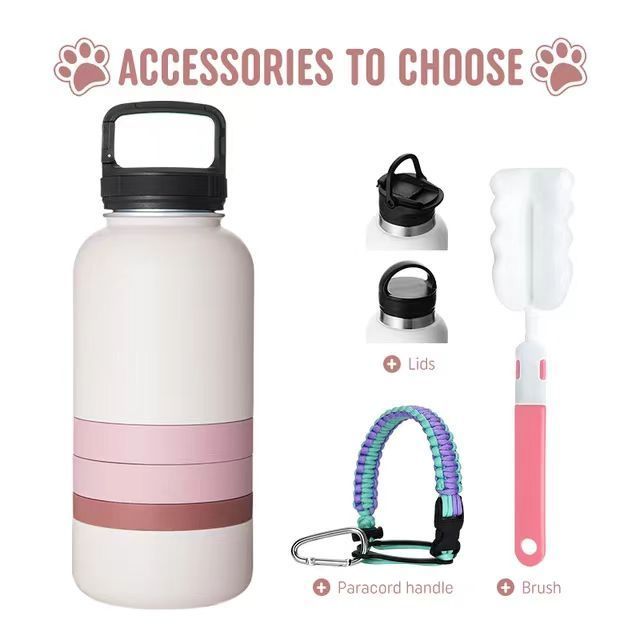 In stock free sample 3 in 1 32oz 64oz Portable Dog Water Bottle Bowls Stainless Steel Insulated outdoor Travel drinking