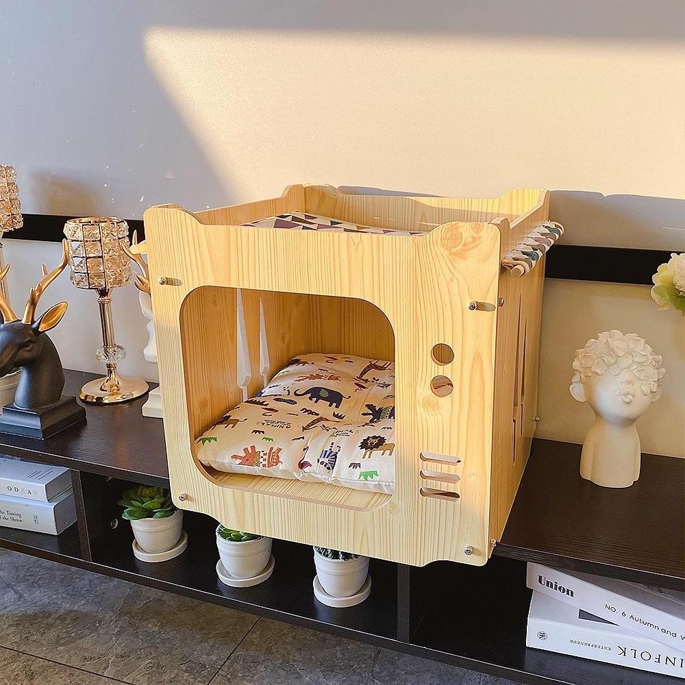 Custom Modern Indoor Dog Cat Furniture House Handmade Carriers Small Animal Cabinet Houses Pet Cages