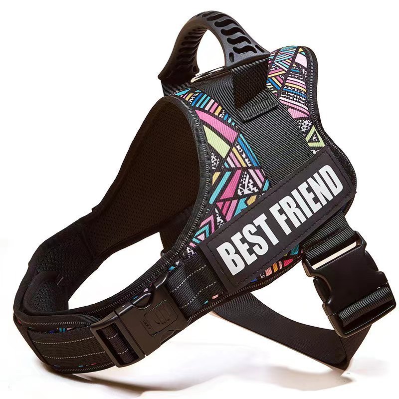 Dog Chest Strap Large Dog Collar Leash Vest Clothing with Reflective Pet Supplies at Night