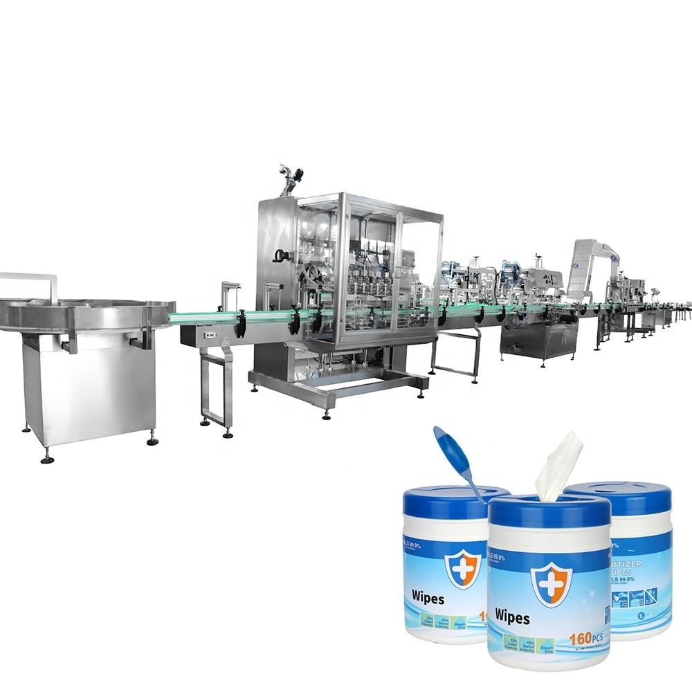 Automatic Alcohol Wet Wipes Making Machinery Barrel Tub Canister Filling and Sealing Production Line Machine