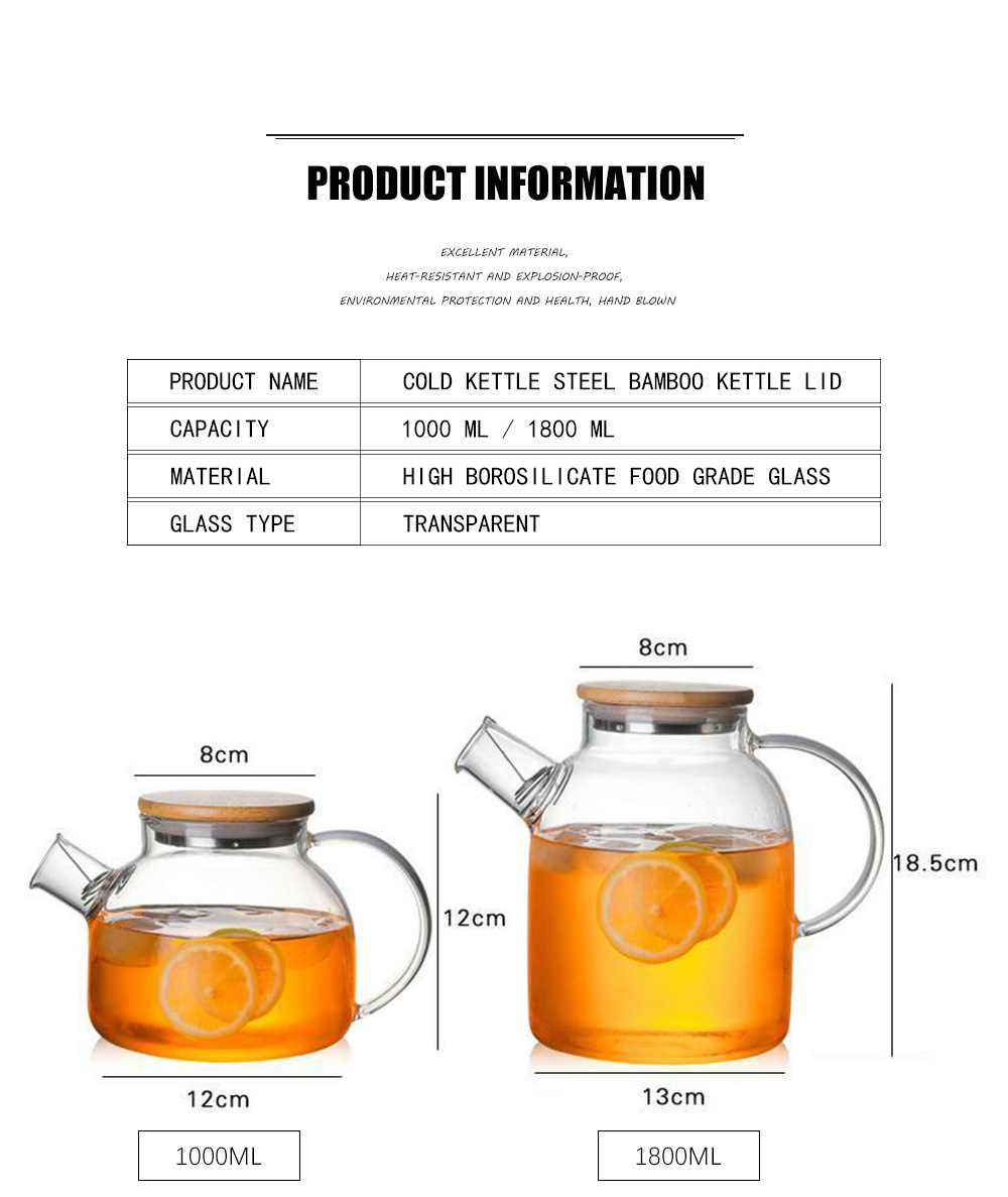 Hotselling multiple heat resistant 1000ml 1800ml borosilicate glass teapot with filter best glass tea kettle