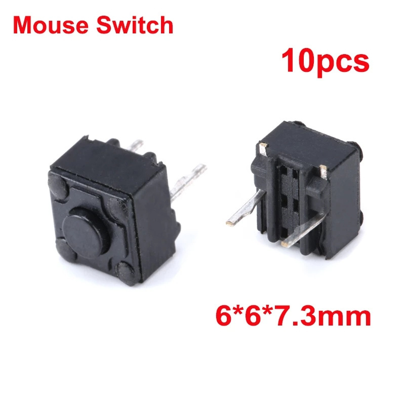 10Pcs/Lot Mouse Square Micro Switch Button 6x6x6.0mm Tact Switch Keys Buttons Switch Middle 2PIN DIP Waterproof Momentary