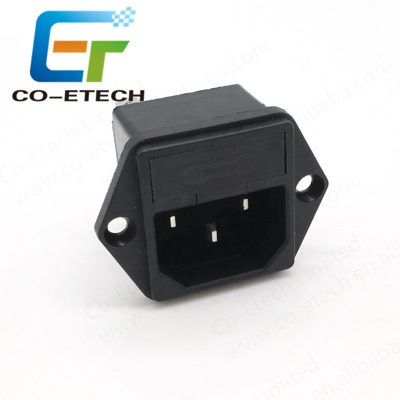 10A 250VAC 3 PINS AC-03 Plug Power Socket Switch Male With Ear for Screw holder and Fuse