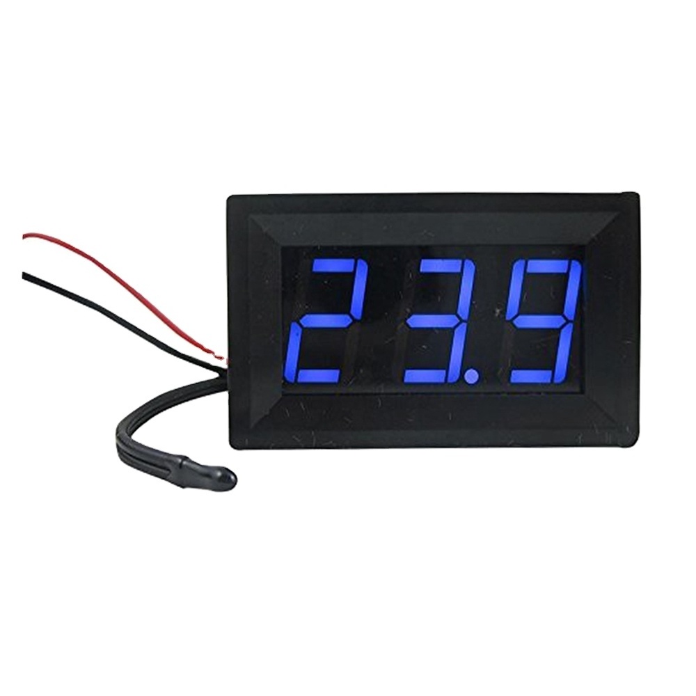 DC 12V Plug In Digital Thermo Meter with Temp Probe -50~+110 Celsius Degree Temperature Detector Red LED Display Two Wires