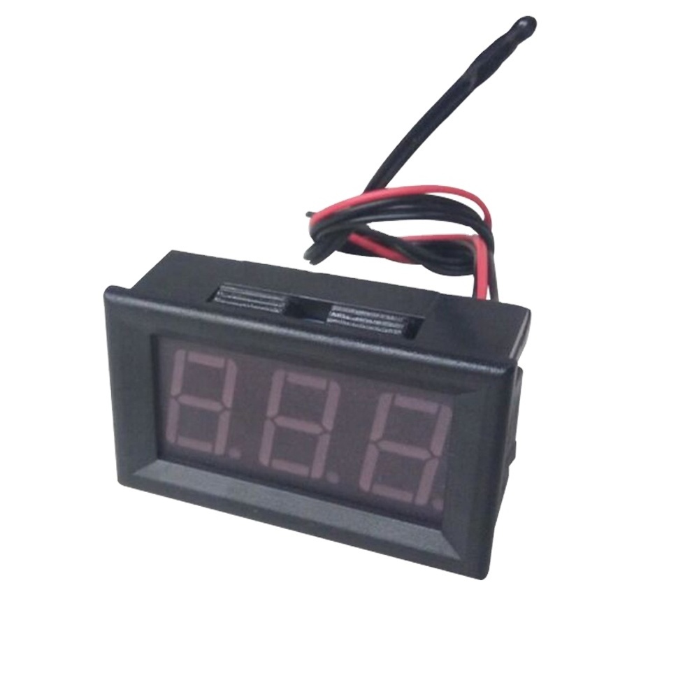 DC 12V Plug In Digital Thermo Meter with Temp Probe -50~+110 Celsius Degree Temperature Detector Red LED Display Two Wires