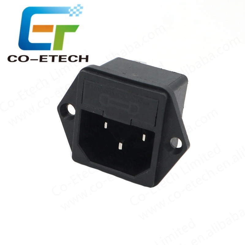 10A 250VAC 3 PINS AC-03 Plug Power Socket Switch Male With Ear for Screw holder and Fuse