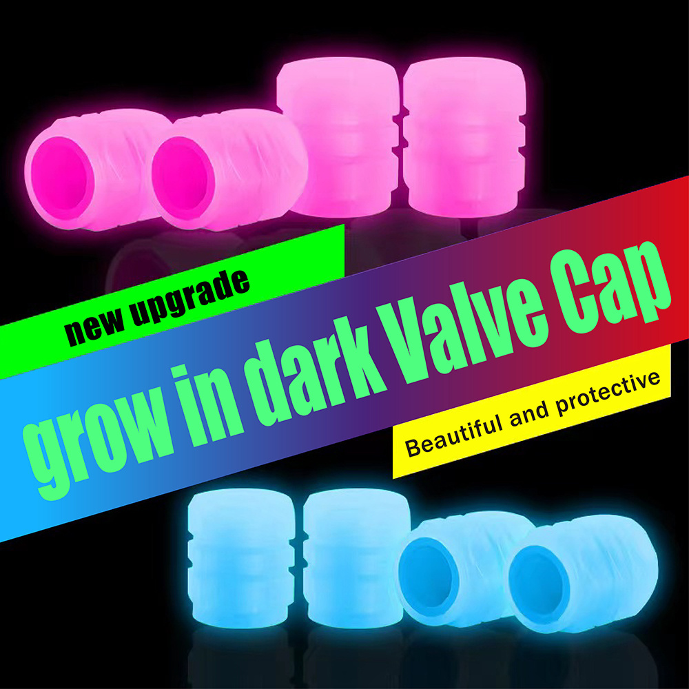 4 pcs Universal Motorcycle Wheel Dust Auto Glow in Dark Tyre Stem Air Valve Cover Light Auto luminous Car Tire Cap