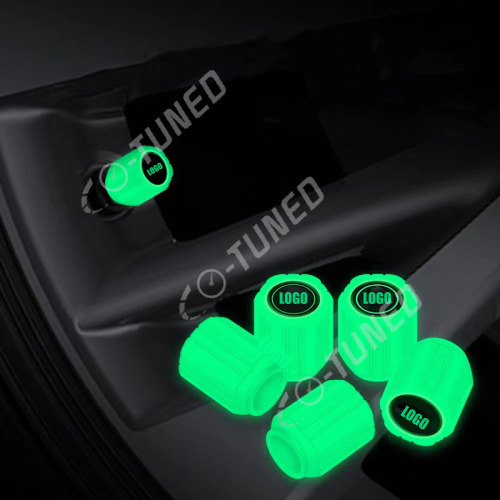 Universal  Custom LOGO Glow in Dark  Tyre Stem Air Valve Cover  Auto luminous ABS Dust-proof Decorative Car Tire Cap