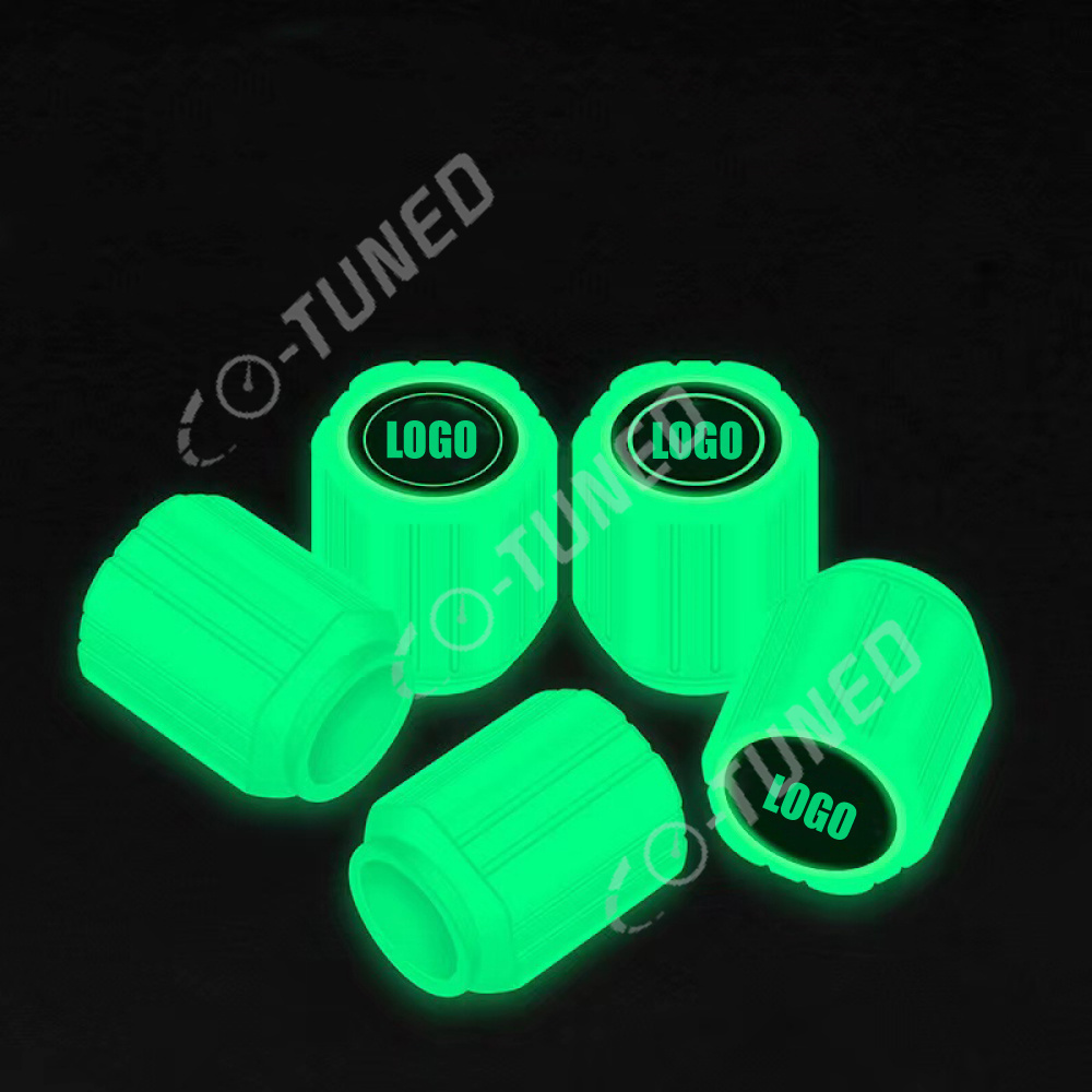 Universal  Custom LOGO Glow in Dark  Tyre Stem Air Valve Cover  Auto luminous ABS Dust-proof Decorative Car Tire Cap