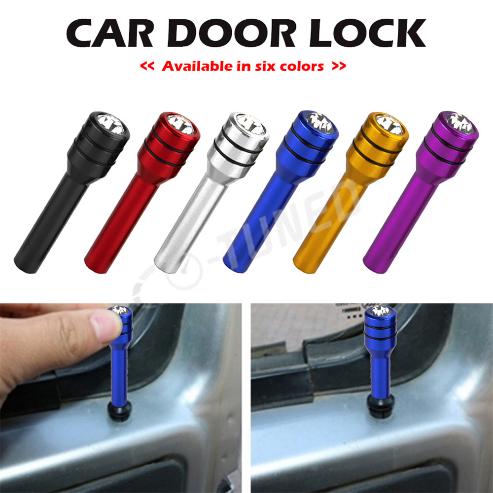 JDM 2PCS Car Door Lock Pin Knob With Diamond Covers Aluminum Alloy Door Safety Lock Pin Knob For VW Golf 4 5 7 6 MK4 Honda Civic