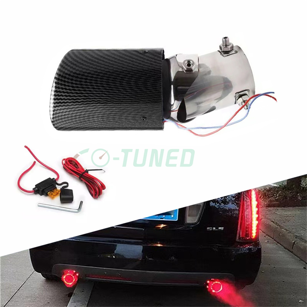 Automobile Universal Adjustable Silenciador Curve Flash Racing LED Lamp Carbon Exhaust Tip High Performance Exhaust Muffler Tail