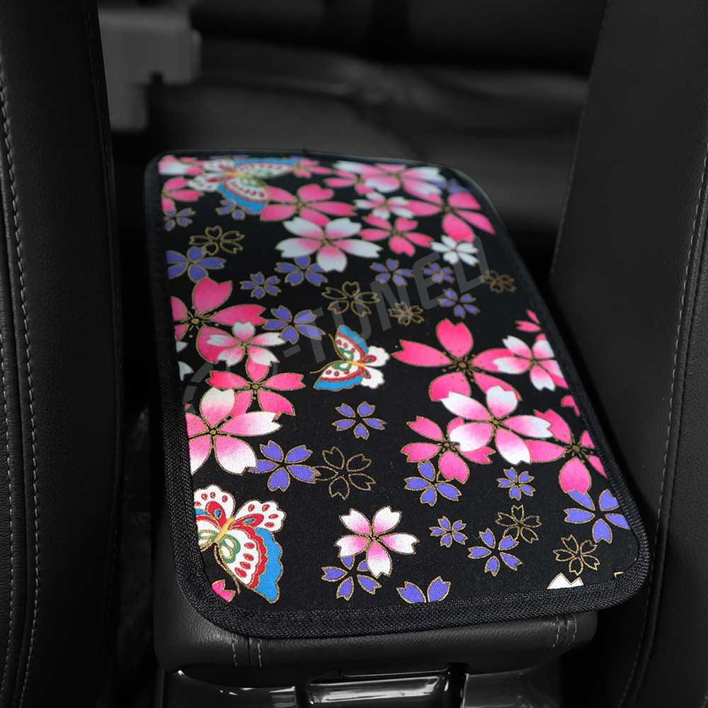 Car Center Handrail Box Cover Armrest JDM Ukiyo-e Cars Storage Carpet Protector Pad Car-styling Auto Accessories