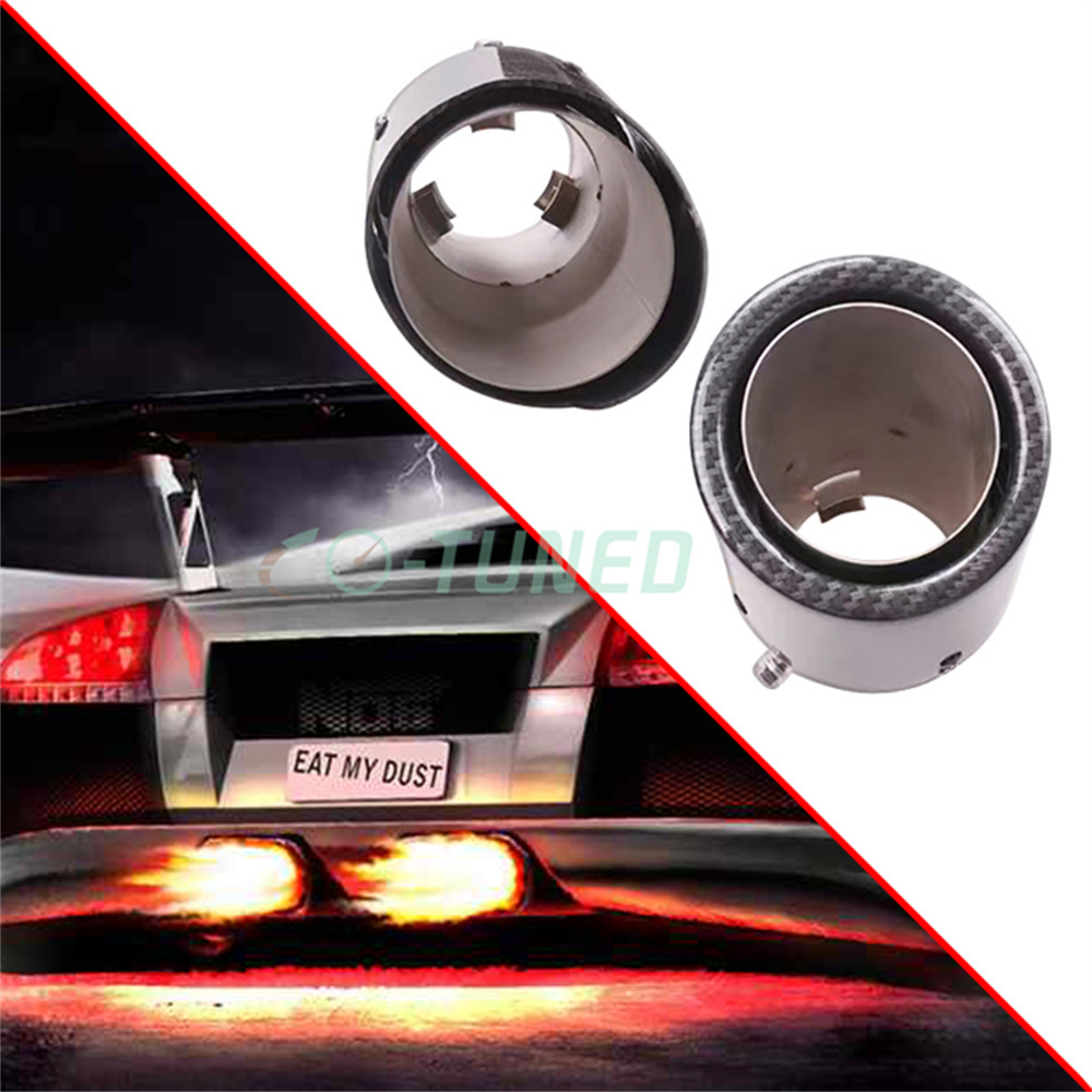 Automobile Universal Adjustable Silenciador Curve Flash Racing LED Lamp Carbon Exhaust Tip High Performance Exhaust Muffler Tail