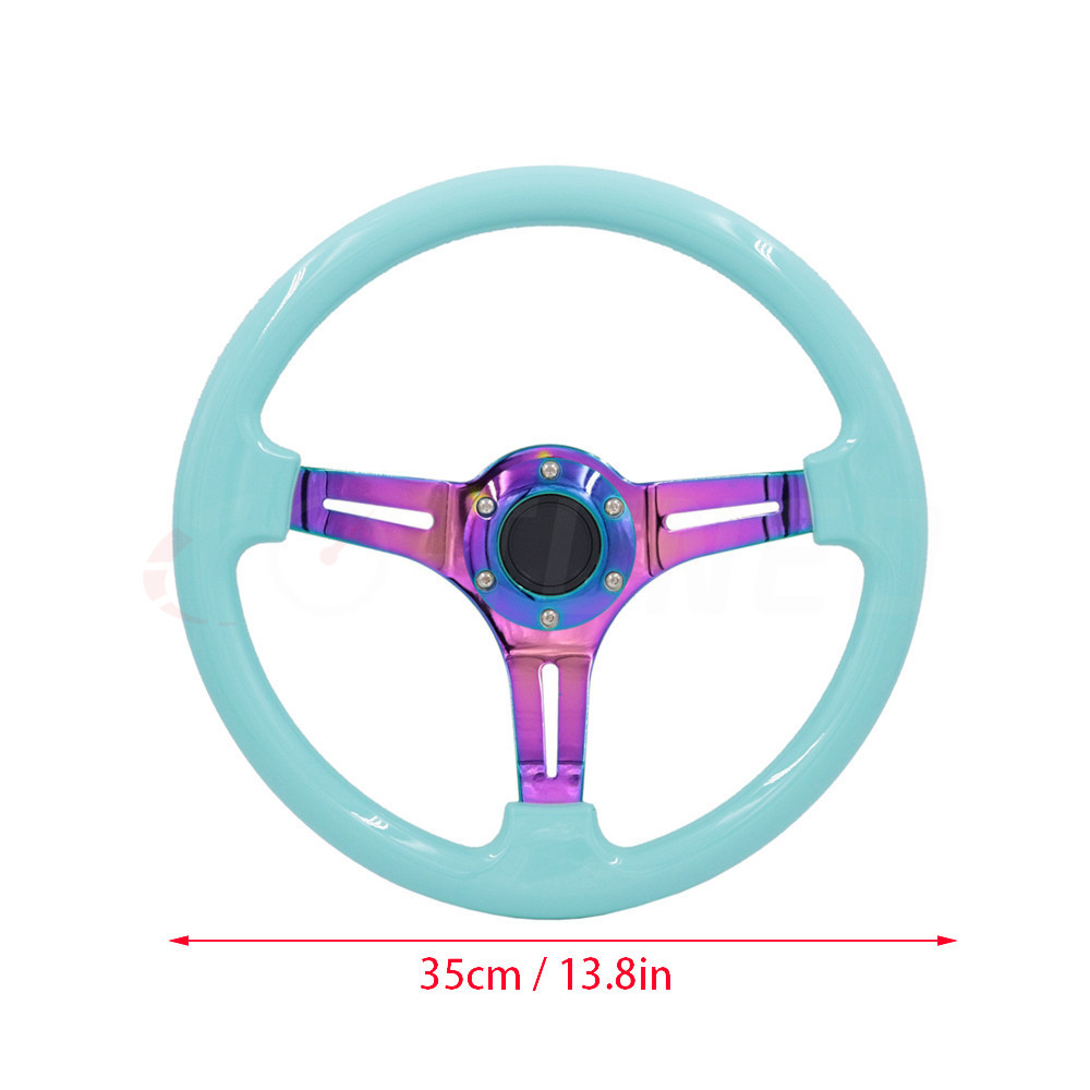 JDM Racing Culture  Neo Chrome 350mm 14 Inch Car Volante Custom Wholesale Green Wood Grain Steering Wheel