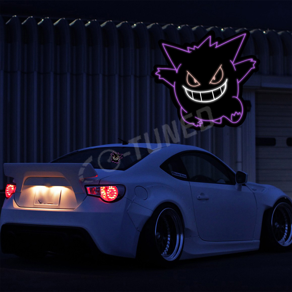 JDM Window Decor Stickers Light Panel Cartoon Anime Kawaii Evil Smiling Styling Reflective Car Body Windshield Waterproof Decal