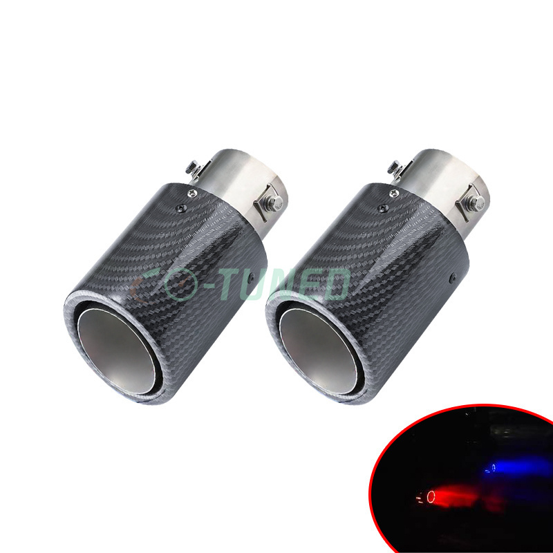 Automobile Universal Adjustable Silenciador Curve Flash Racing LED Lamp Carbon Exhaust Tip High Performance Exhaust Muffler Tail