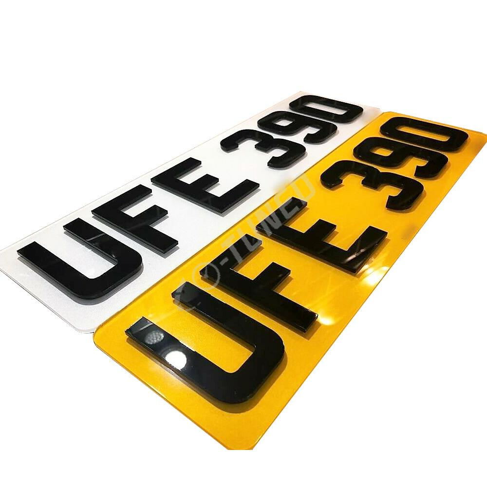 4D 3D Customised Laser Cut Acrylic/ Epoxy Gel Double Thick Letters Front & Rear Euro Car Number Plates(ONLY LETTER)