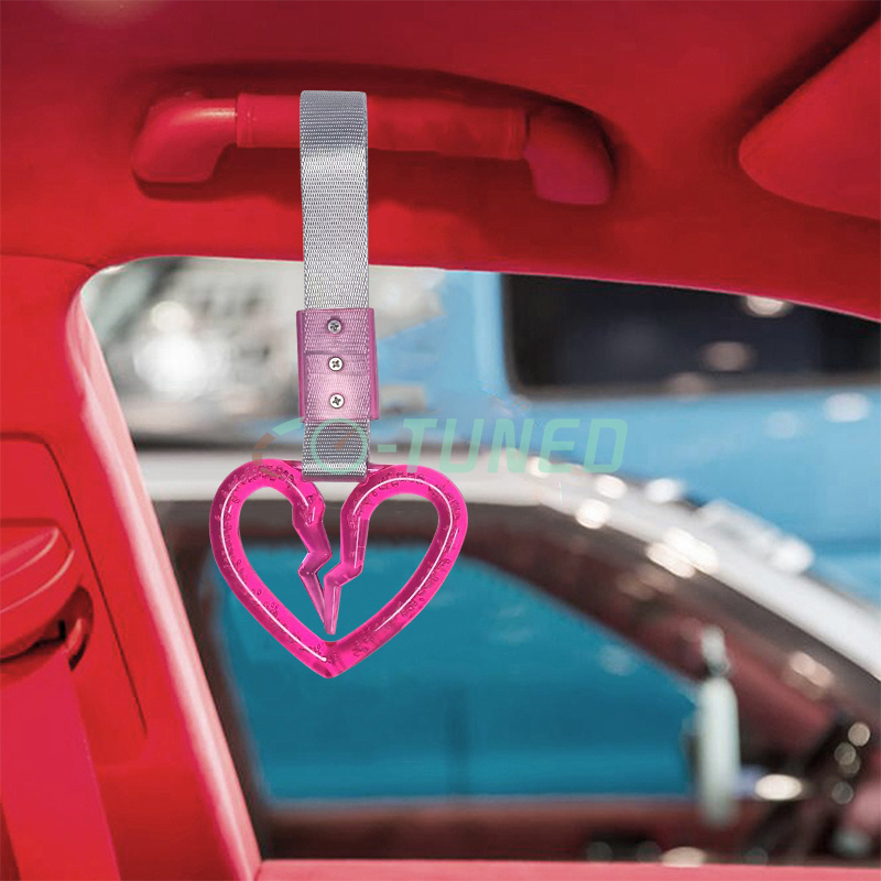 Custom Jdm Drift Tsurikawa Broken Heart Handle Rings Train Bus Hand Strap Crystal Bubble Car Warning Ring