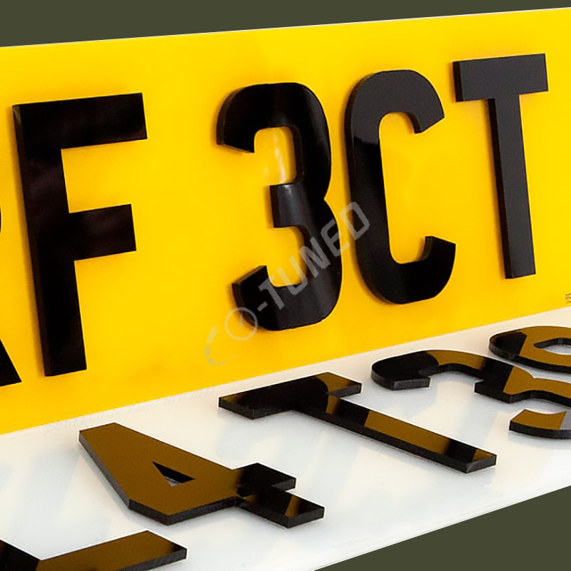 4D 3D Customised Laser Cut Acrylic/ Epoxy Gel Double Thick Letters Front & Rear Euro Car Number Plates(ONLY LETTER)