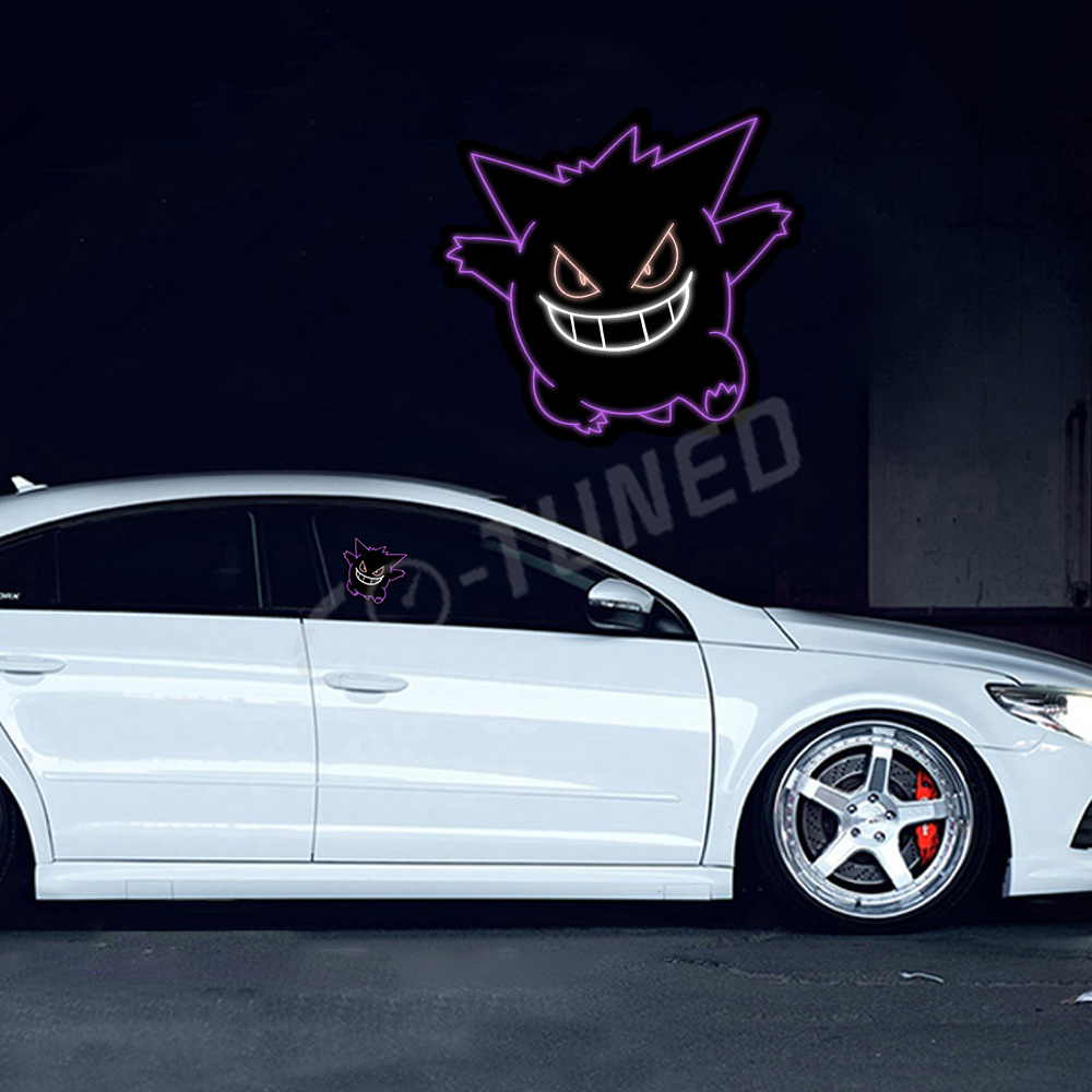 JDM Window Decor Stickers Light Panel Cartoon Anime Kawaii Evil Smiling Styling Reflective Car Body Windshield Waterproof Decal